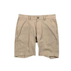 Travis Mathew Shorts Mens 34 Tan Grommet Performance Golf Flat Front Plaid
